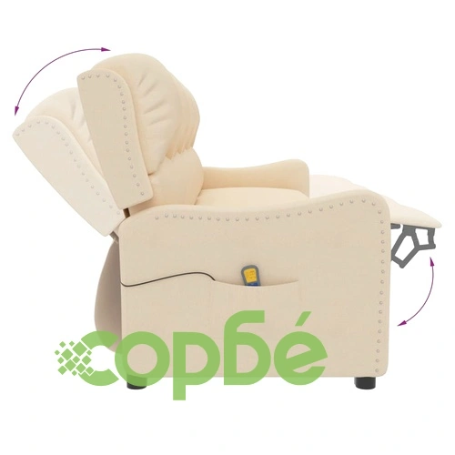 4-местен масажен реклайнер, кремав, текстил ➤ топ цена ➤ sorbe.bg