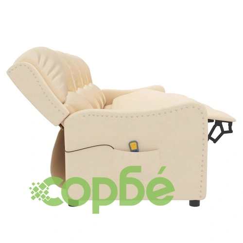 4-местен масажен реклайнер, кремав, текстил ➤ топ цена ➤ sorbe.bg