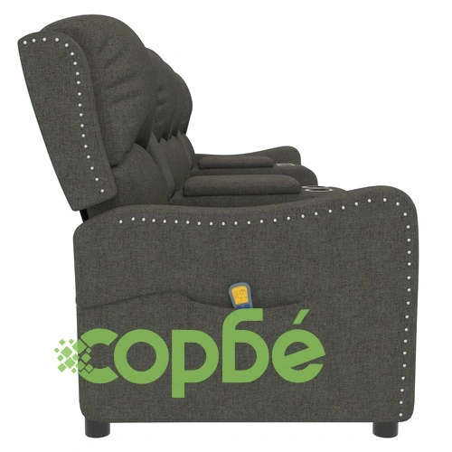 4-местен масажен реклайнер с държачи за чаши, тъмносив, текстил ➤ топ цена ➤ sorbe.bg