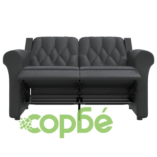 2-местен масажен реклайнер, лъскаво черно, изкуствена кожа ➤ топ цена ➤ sorbe.bg