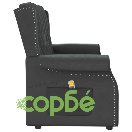 2-местен масажен реклайнер, лъскаво черно, изкуствена кожа ➤ топ цена ➤ sorbe.bg