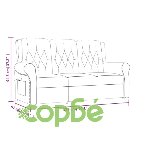 3-местен масажен реклайнер, лъскаво кафяво, изкуствена кожа ➤ топ цена ➤ sorbe.bg