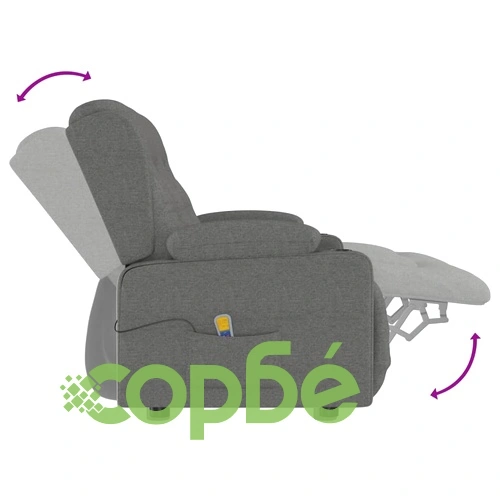 2-местен масажен реклайнер с държачи за чаши светлосив текстил ➤ топ цена ➤ sorbe.bg