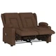 2-местен масажен реклайнер с държачи за чаши, кафяв, текстил