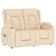 2-местен масажен реклайнер с държачи за чаши, кремав, текстил