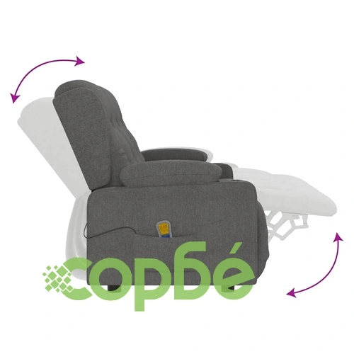 3-местен масажен реклайнер с държачи за чаши светлосив текстил ➤ топ цена ➤ sorbe.bg