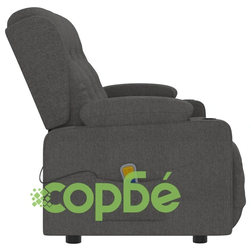 3-местен масажен реклайнер с държачи за чаши, тъмносив, текстил ➤ топ цена ➤ sorbe.bg