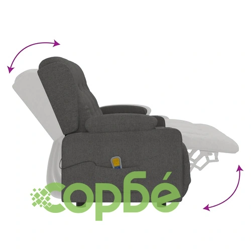 3-местен масажен реклайнер с държачи за чаши, тъмносив, текстил ➤ топ цена ➤ sorbe.bg