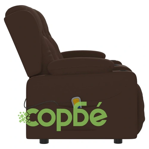 2-местен масажен реклайнер с държачи за чаши, кафяв, еко кожа ➤ топ цена ➤ sorbe.bg