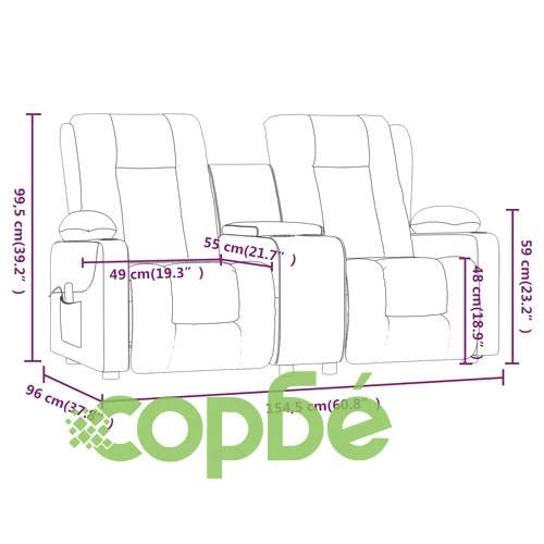 2-местен масажен реклайнер с държачи за чаши червен еко кожа ➤ топ цена ➤ sorbe.bg