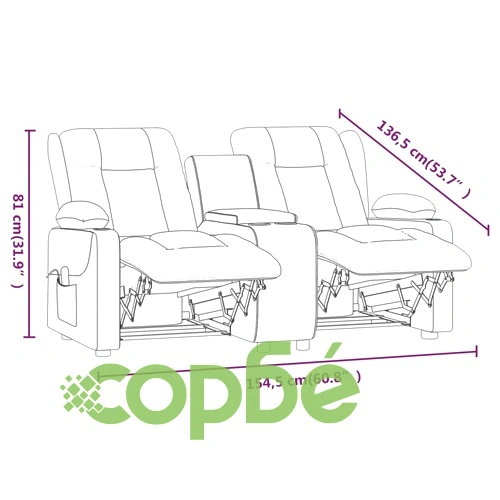 2-местен масажен реклайнер с държачи за чаши червен еко кожа ➤ топ цена ➤ sorbe.bg