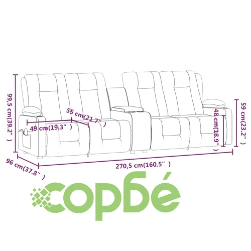 4-местен масажен реклайнер с държачи за чаши червен еко кожа ➤ топ цена ➤ sorbe.bg