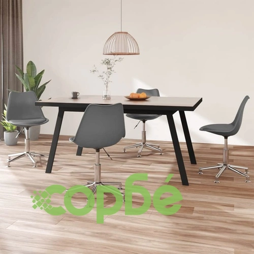 Въртящи се трапезни столове, 4 бр, сиви, изкуствена кожа ➤ топ цена ➤ sorbe.bg
