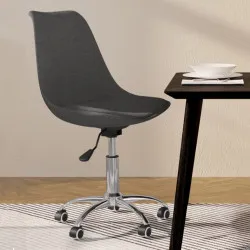 Въртящ се трапезен стол, тъмносив, текстил
