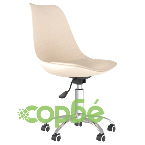 Въртящи се трапезни столове, 4 бр, кремави, текстил ➤ топ цена ➤ sorbe.bg