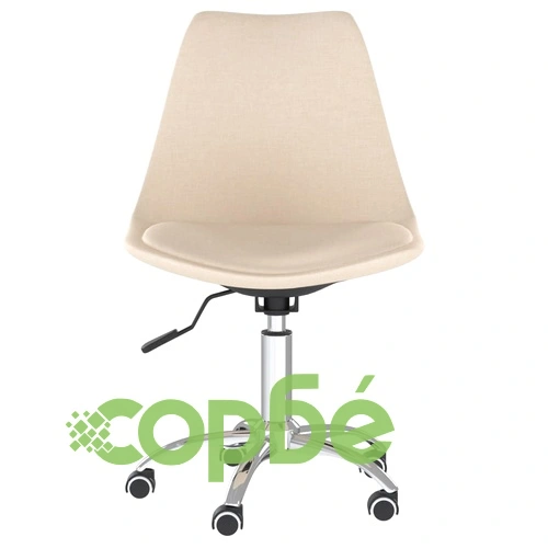 Въртящи се трапезни столове, 4 бр, кремави, текстил ➤ топ цена ➤ sorbe.bg