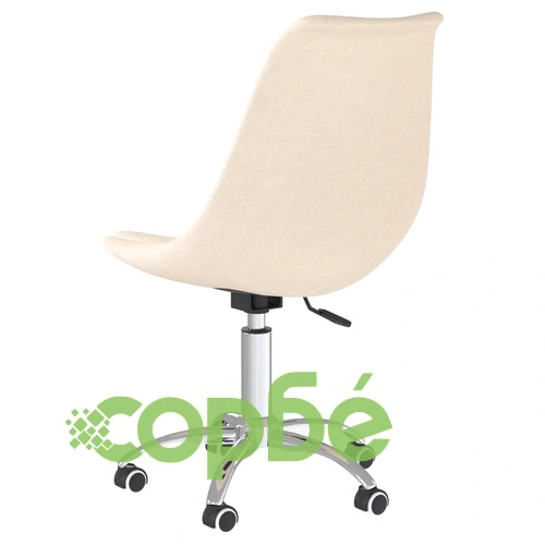 Въртящи се трапезни столове, 4 бр, кремави, текстил ➤ топ цена ➤ sorbe.bg