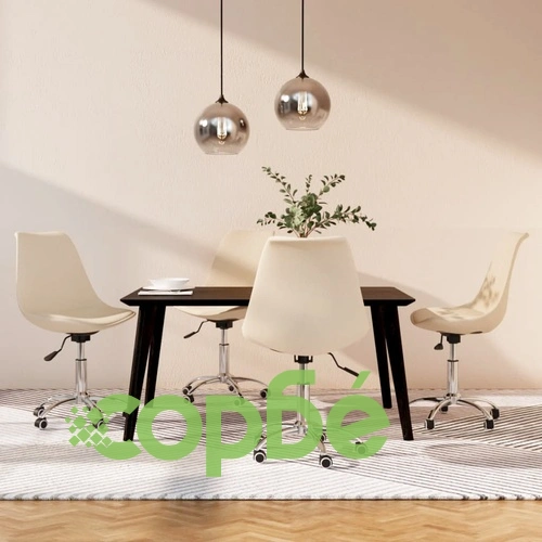 Въртящи се трапезни столове, 4 бр, кремави, текстил ➤ топ цена ➤ sorbe.bg