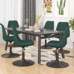 Въртящи се трапезни столове, 6 бр, тъмнозелени, кадифе