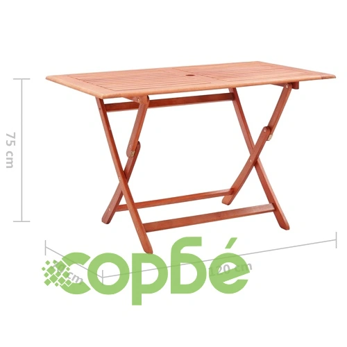 Градински трапезен комплект, 7 части, сив, евкалипт масив ➤ топ цена ➤ sorbe.bg