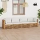 Градински 4-местен диван с възглавници, тиково дърво масив