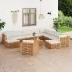 Градински комплект с кремави възглавници, 12 части, тик масив