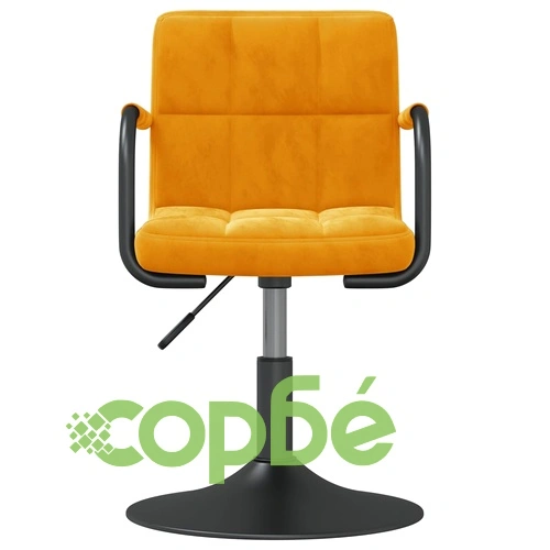 Въртящи се трапезни столове, 4 бр, горчица, кадифе ➤ топ цена ➤ sorbe.bg