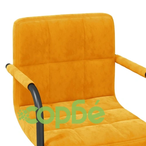 Въртящи се трапезни столове, 4 бр, горчица, кадифе ➤ топ цена ➤ sorbe.bg