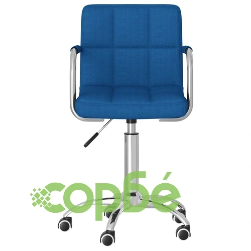 Въртящ се трапезен стол, син, текстил ➤ топ цена ➤ sorbe.bg