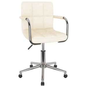 Въртящ се трапезен стол, кремав, текстил