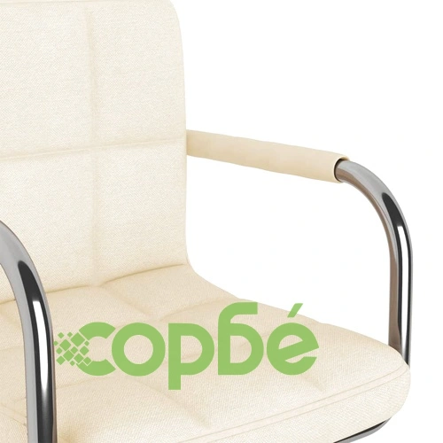 Въртящ се трапезен стол, кремав, текстил ➤ топ цена ➤ sorbe.bg