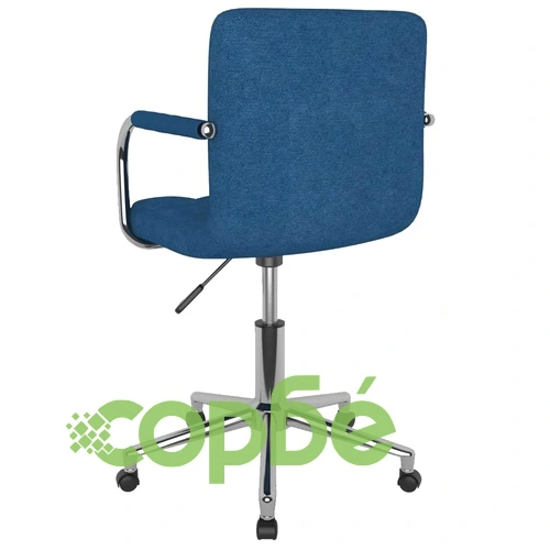 Въртящ се трапезен стол, син, текстил ➤ топ цена ➤ sorbe.bg