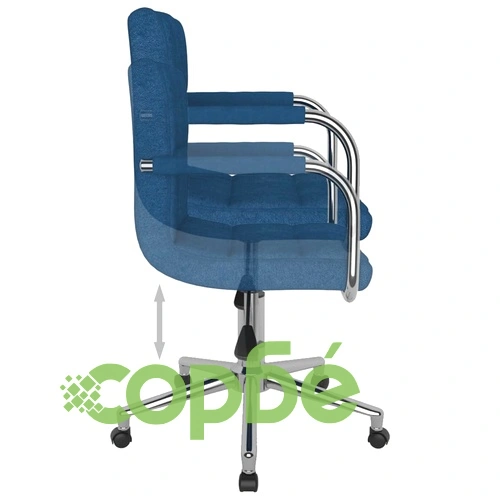 Въртящ се трапезен стол, син, текстил ➤ топ цена ➤ sorbe.bg