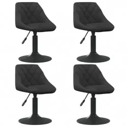 Въртящи трапезни столове, 4 бр, черни, кадифе
