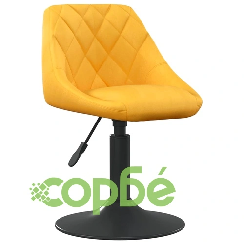 Въртящи се трапезни столове, 4 бр, горчица, кадифе ➤ топ цена ➤ sorbe.bg