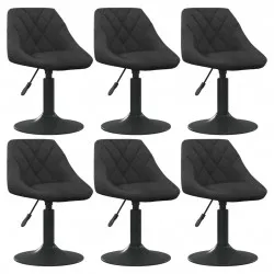Въртящи се трапезни столове, 6 бр, черни, кадифе