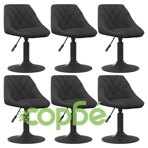 Въртящи се трапезни столове, 6 бр, черни, кадифе ➤ топ цена ➤ sorbe.bg