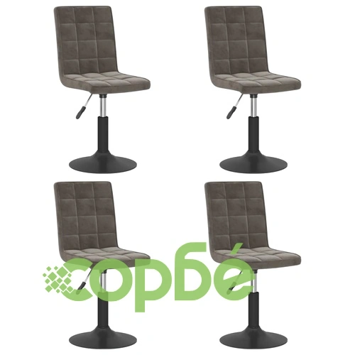 Въртящи трапезни столове, 4 бр, тъмносиви, кадифе ➤ топ цена ➤ sorbe.bg