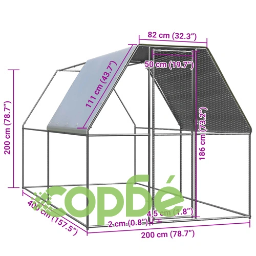 Птичарник на открито, 2x4x2 м, поцинкована стомана ➤ топ цена ➤ sorbe.bg
