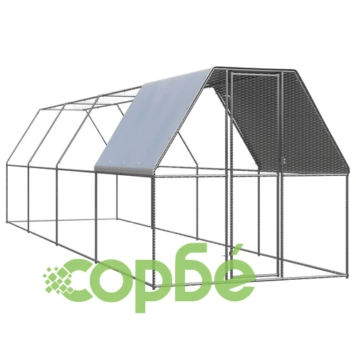 Птичарник на открито, 2x8x2 м, поцинкована стомана ➤ топ цена ➤ sorbe.bg