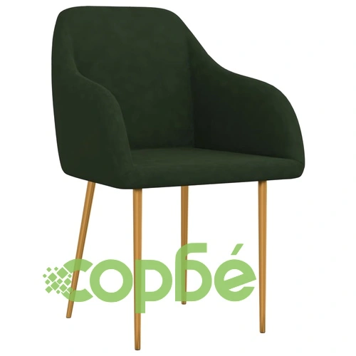Трапезни столове, 6 бр, тъмнозелени, кадифе ➤ топ цена ➤ sorbe.bg
