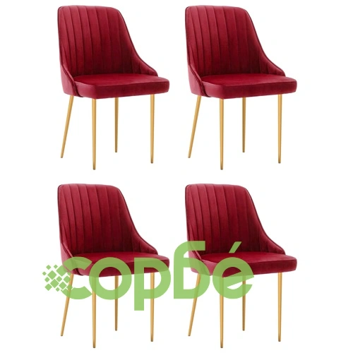 Трапезни столове, 4 бр, виненочервени, кадифе ➤ топ цена ➤ sorbe.bg