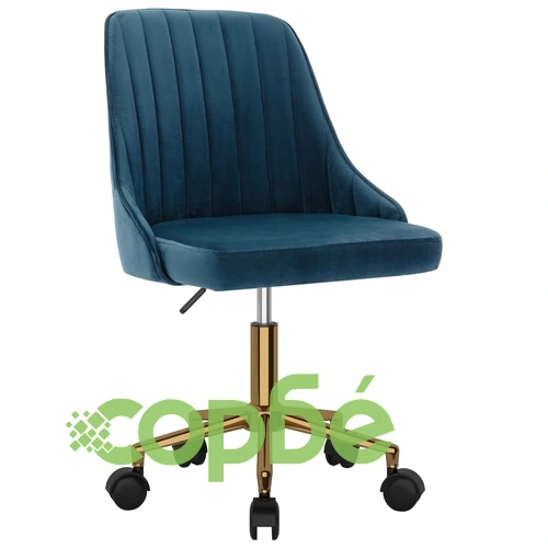Въртящ се офис стол, син, кадифе ➤ топ цена ➤ sorbe.bg