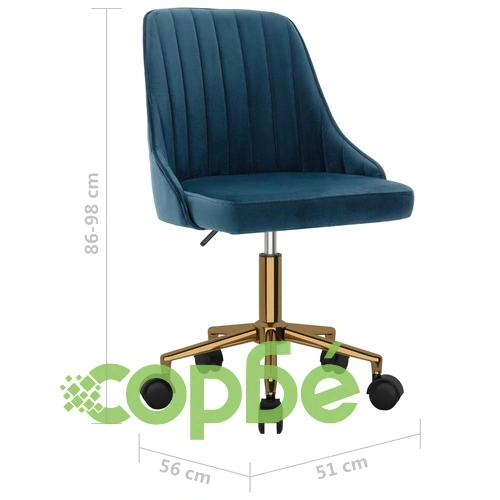 Въртящ се офис стол, син, кадифе ➤ топ цена ➤ sorbe.bg