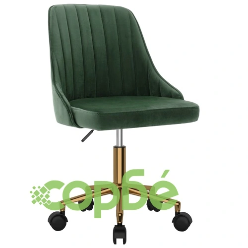 Въртящ се офис стол, тъмнозелен, кадифе ➤ топ цена ➤ sorbe.bg