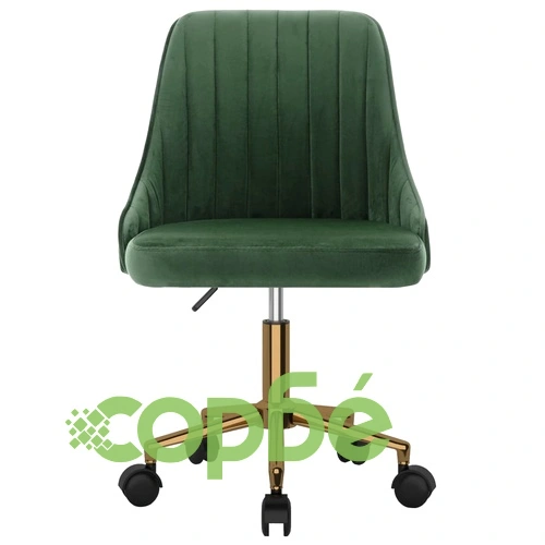 Въртящ се офис стол, тъмнозелен, кадифе ➤ топ цена ➤ sorbe.bg