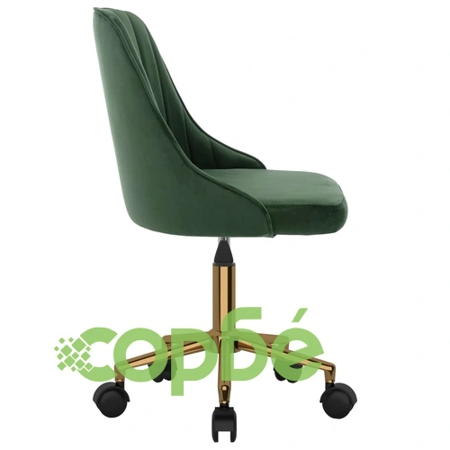 Въртящ се офис стол, тъмнозелен, кадифе ➤ топ цена ➤ sorbe.bg