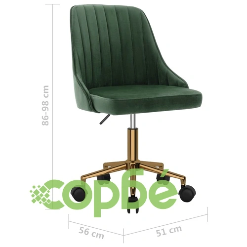 Въртящ се офис стол, тъмнозелен, кадифе ➤ топ цена ➤ sorbe.bg