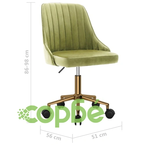 Въртящ се офис стол, светлозелен, кадифе ➤ топ цена ➤ sorbe.bg