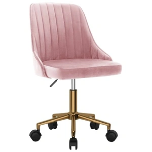 Въртящ се офис стол, розов, кадифе